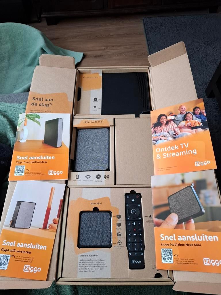 Ziggo SmartWifi modem, wifi-versterker en Mediabox Next Mini, Audio, Tv en Foto, Televisies, Ophalen of Verzenden, Nieuw