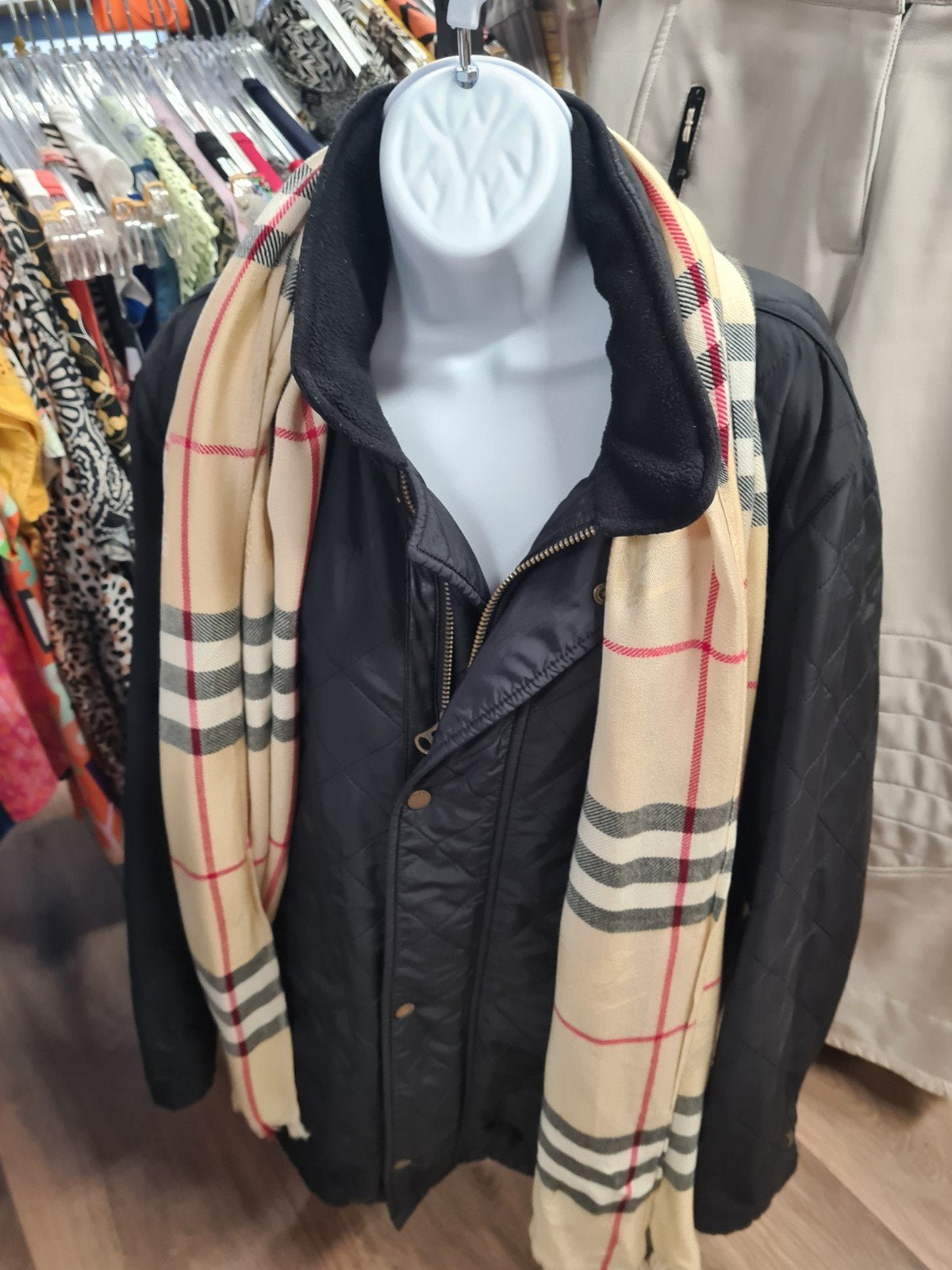 Burberry London gewatteerde jas met ruitvoering, oksel 60, Zwart, Maat 46/48 (XL) of groter, Ophalen of Verzenden, Burberry London
