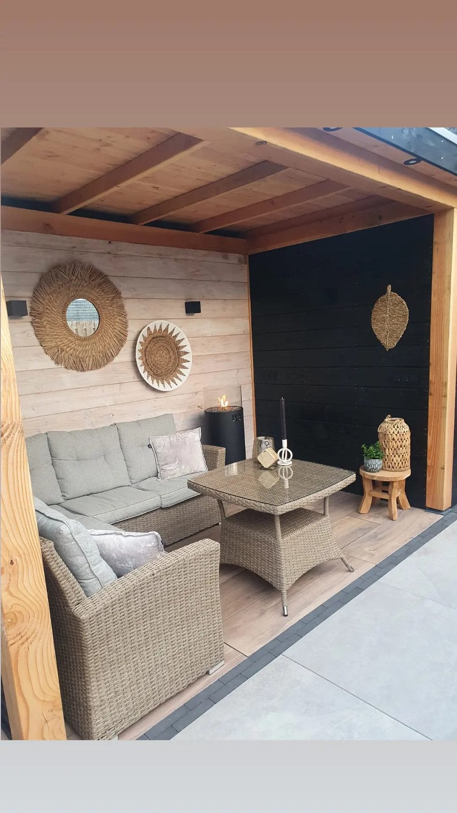 Loungeset 200x200 incl. tafel 80x80, Ophalen, Gebruikt, Wicker, Loungeset