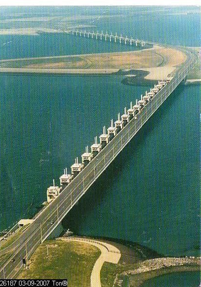 Ansichtkaart	Stormvloedkering Oosterschelde, Verzenden, Gelopen, Zeeland
