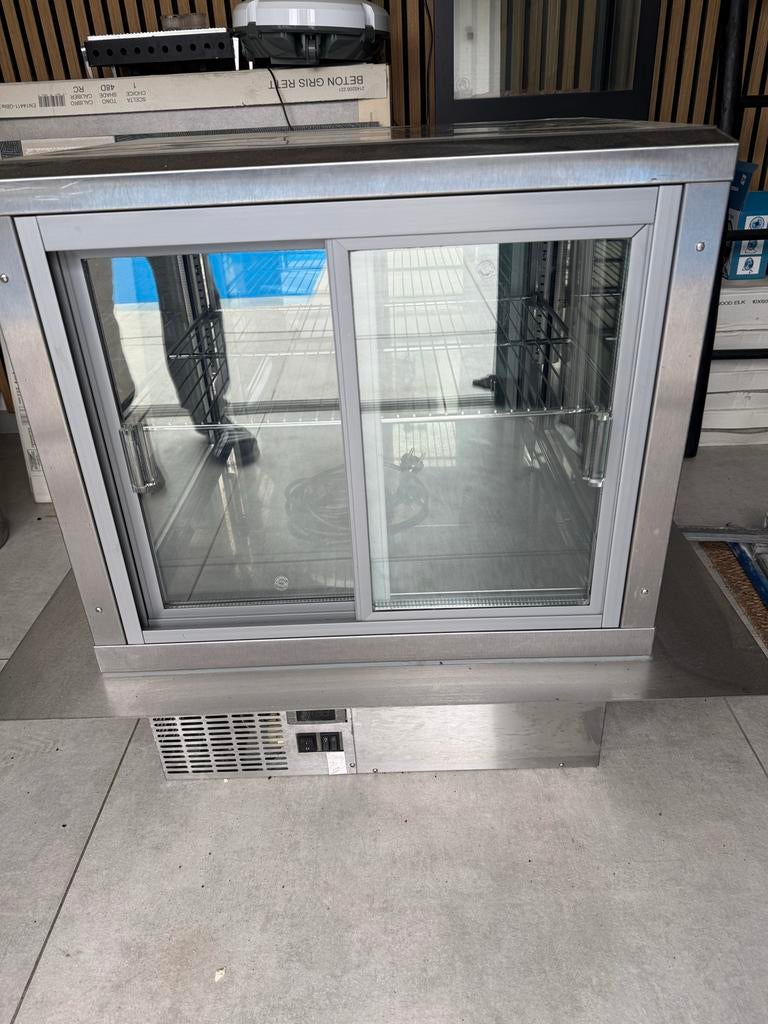 KoelVitrine RVS met Schuifdeuren - Horeca, Witgoed en Apparatuur, Koelkasten en IJskasten, Ophalen of Verzenden, Gebruikt