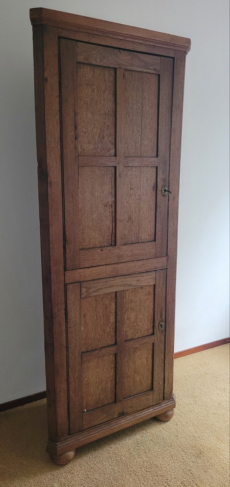 Antieke hoekkast van massief hout - 195x75 cm, Ophalen