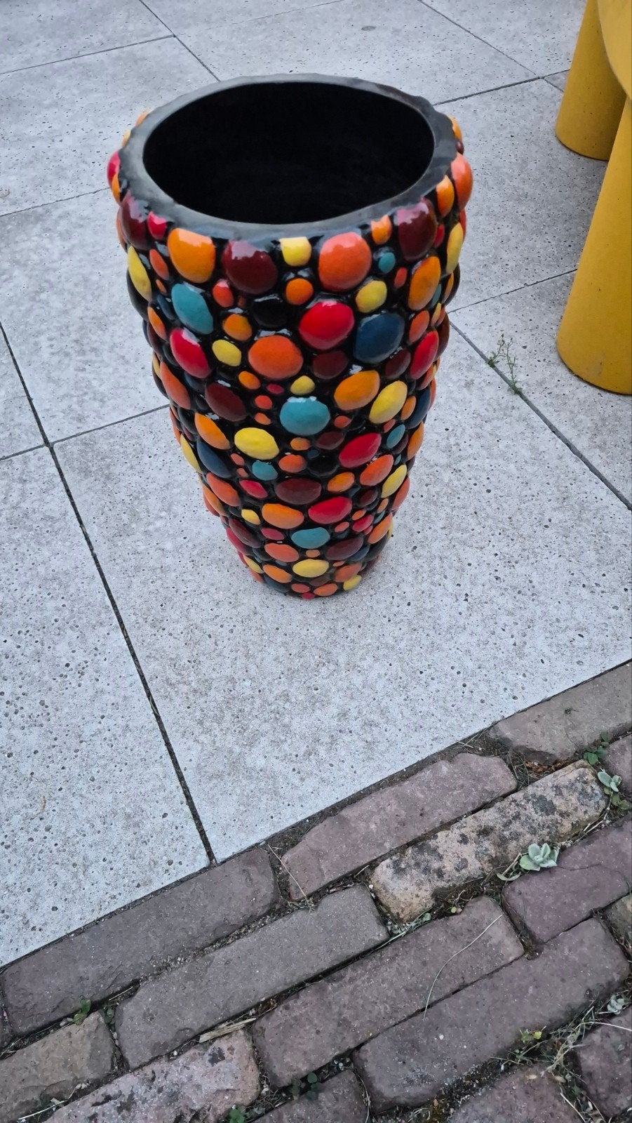 Kleurrijke Keramische Madu Vaas (40 cm) - Fair Trade, Meerkleurig, Ophalen of Verzenden, Zo goed als nieuw, Steen/keramiek