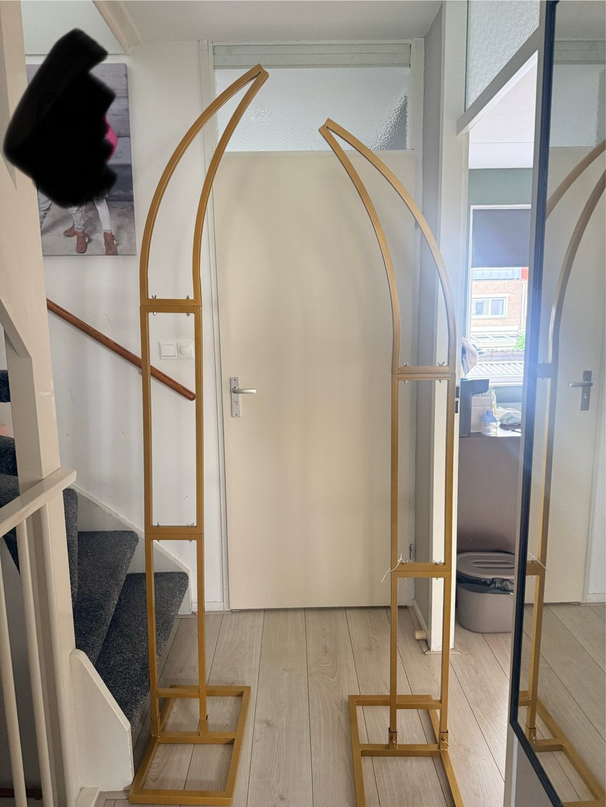 Gouden backdrop pilaren voor feest of bruiloft, Ophalen, Gebruikt, Versiering, Geboorte of Huwelijk