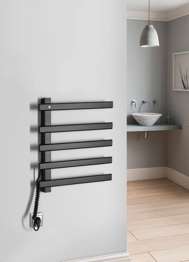 Elektrische Handdoek Radiator 63 Watt Mat Zwart 48x52x5, Ophalen, 30 tot 80 cm, Radiator, Nieuw