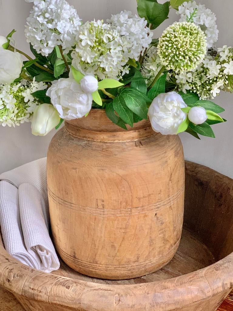 STOERE HOUTEN POT GROTE  VAAS OUD HOUT, Ophalen of Verzenden