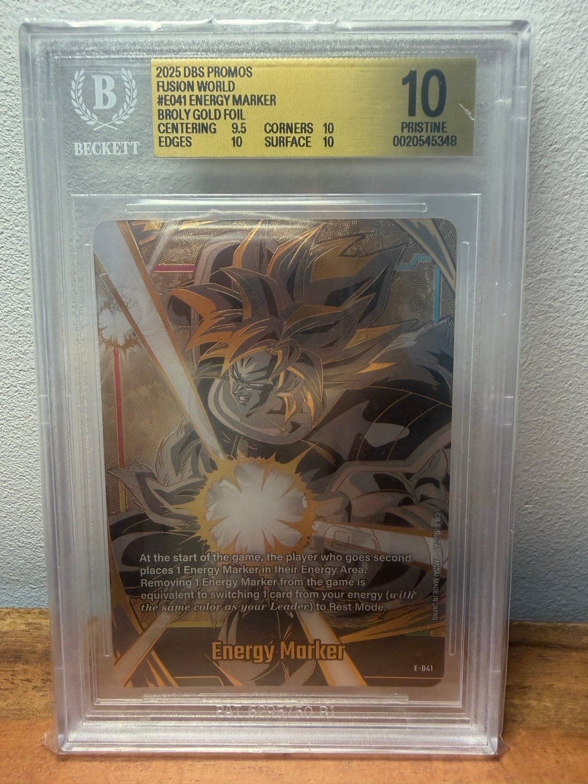 Broly Gold Foil Energy Marker E-041 BGS 10 Pristine, Ophalen of Verzenden, Zo goed als nieuw, Losse kaart, Foil