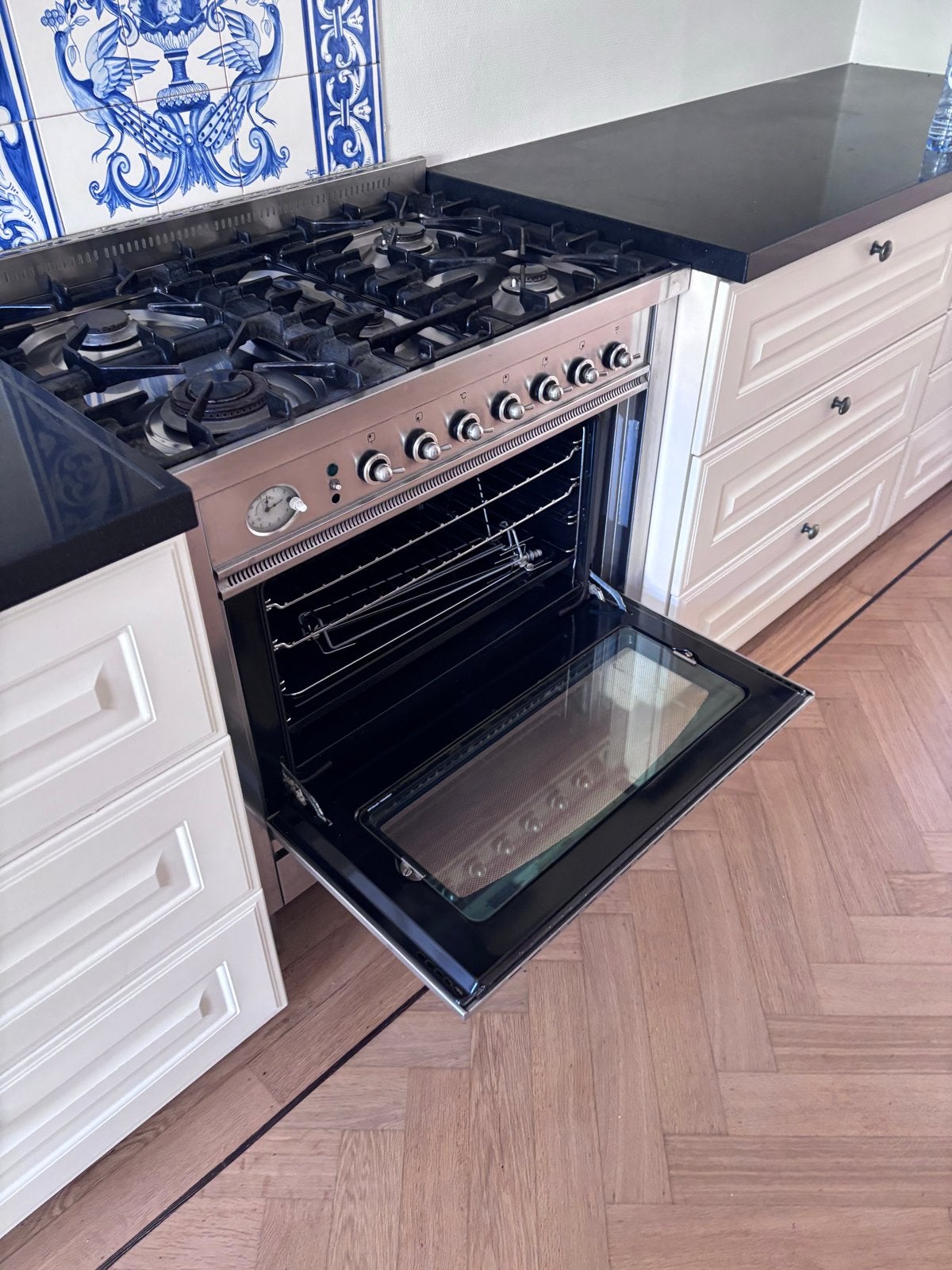 Boretti gasfornuis met oven - Goede conditie, Ophalen, Gebruikt, Hete lucht, 60 cm of meer