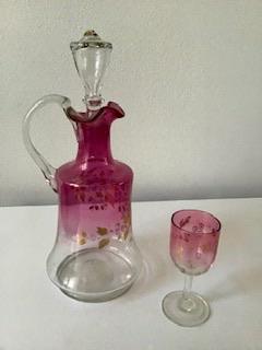 Rubina cranberry likeurset, Antiek en Kunst, Antiek | Glas en Kristal, Ophalen of Verzenden
