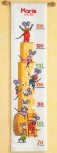 Borduurpakket Groeimeter Muizen bij de kaas 70228, ., Nieuw, Ophalen of Verzenden, .