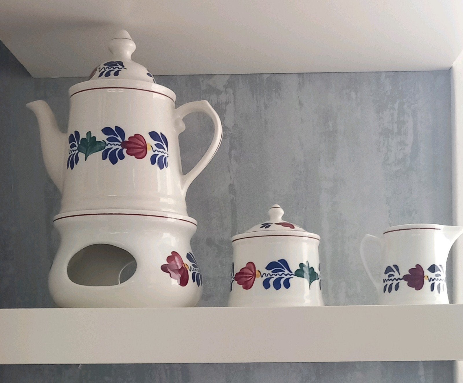 Boerenbont Boch thee/koffiepot theelicht en suiker en melk, Ophalen of Verzenden, Nieuw