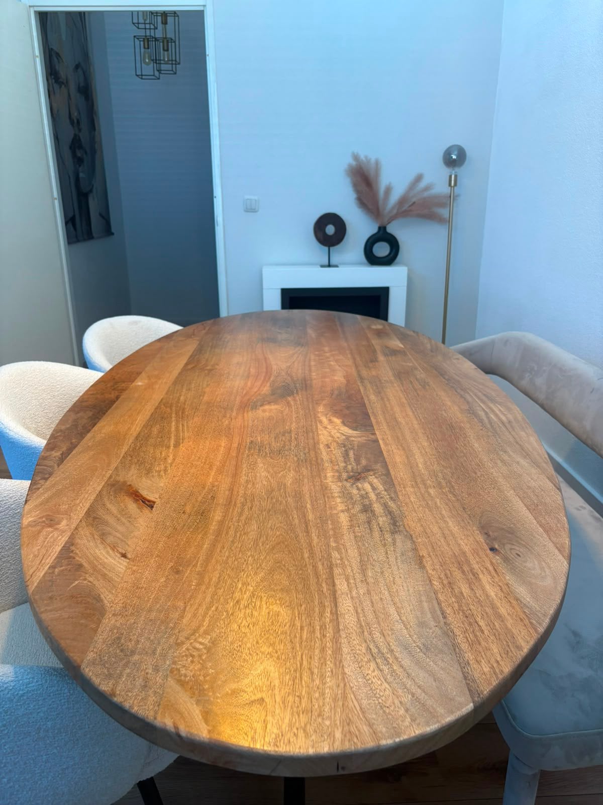 Eettafel mango hout 220cm x 100 x 76, Huis en Inrichting, Tafels | Eettafels, Ophalen, 100 tot 150 cm, 200 cm of meer, Zo goed als nieuw