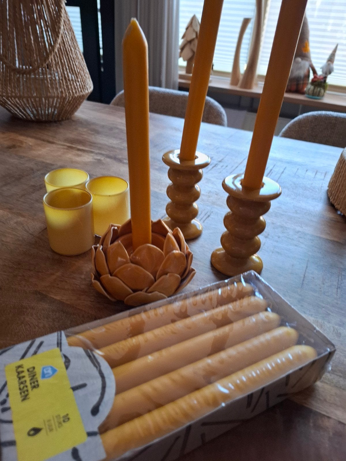 setje gele kaarsen, Ophalen of Verzenden, Geel