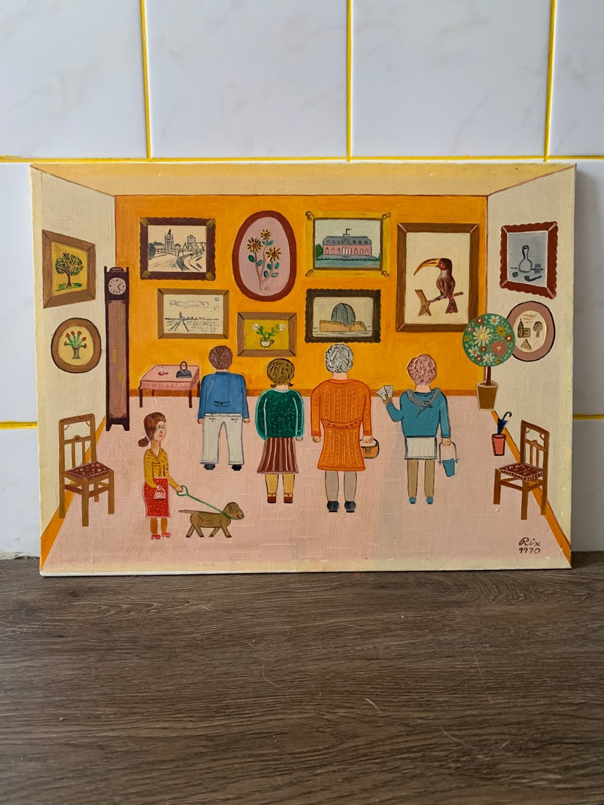 Prachtig naïef schilderij “Rix 1970”, Ophalen of Verzenden