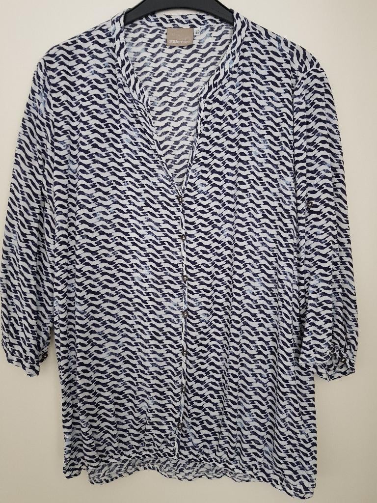 Dreamstar tuniek, blauw-wit motief, driekwart mouw, maat 42, Dreamstar, Blauw, Maat 42/44 (L), Ophalen of Verzenden