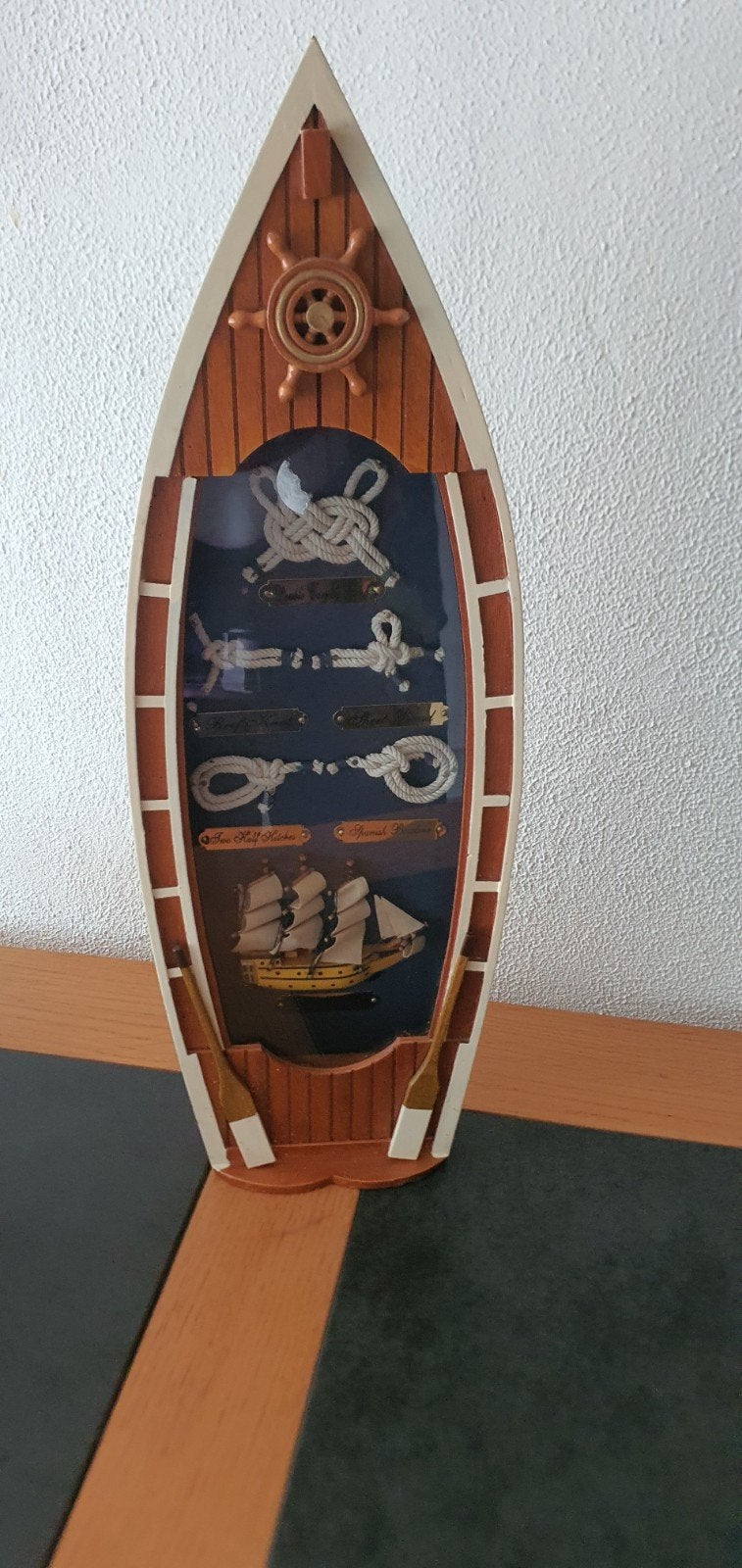 Decoratieve boot met zeemansknopen en schip, Ophalen of Verzenden, Zo goed als nieuw