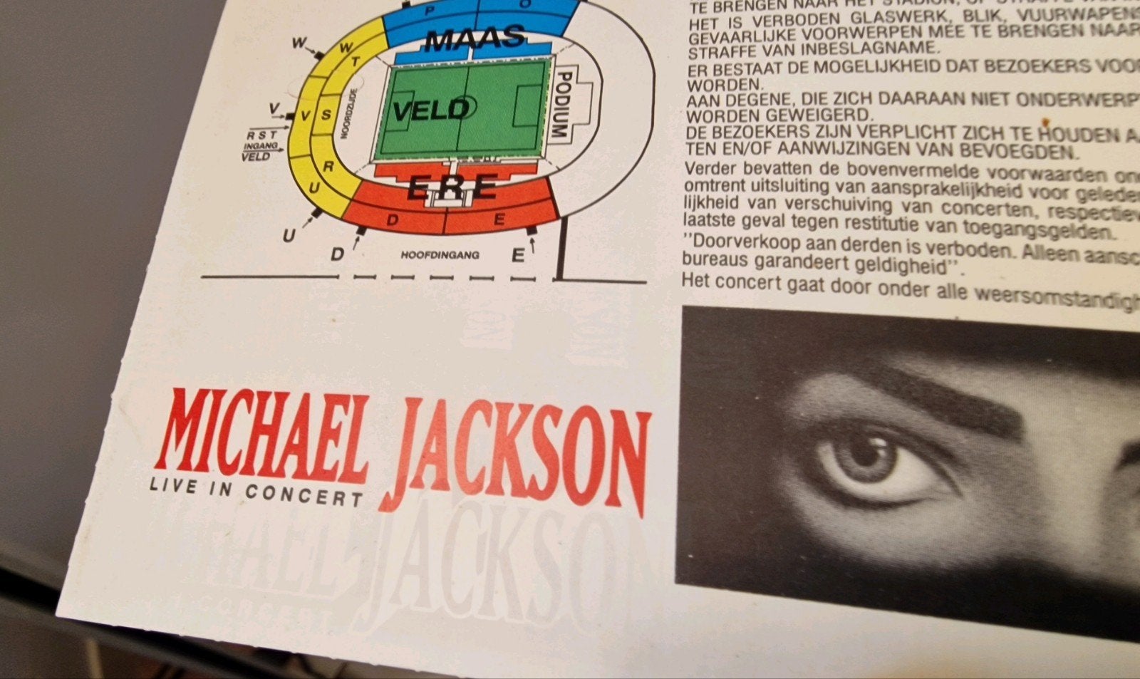 MICHAEL JACKSON DANGEROUS WORLD TOUR CONCERT TICKET, Ophalen of Verzenden