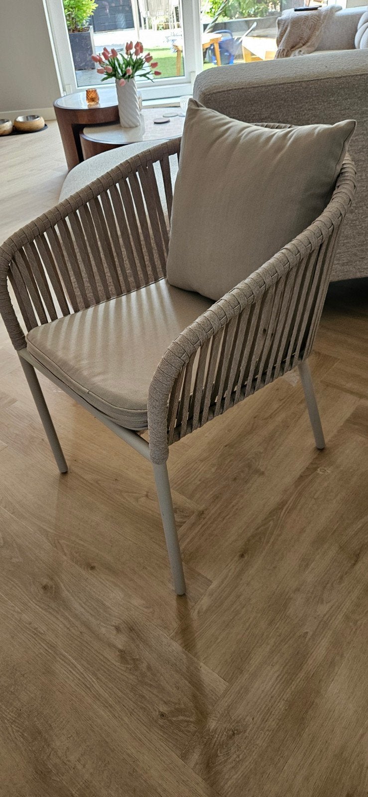 Wakefield tuinstoel beige - Nieuw met lichte lakbeschadiging, Ophalen of Verzenden, Nieuw, Metaal