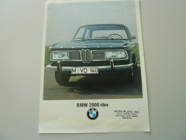 1968 BMW 2000 tilux Brochure USA, Ophalen of Verzenden, Gelezen, BMW
