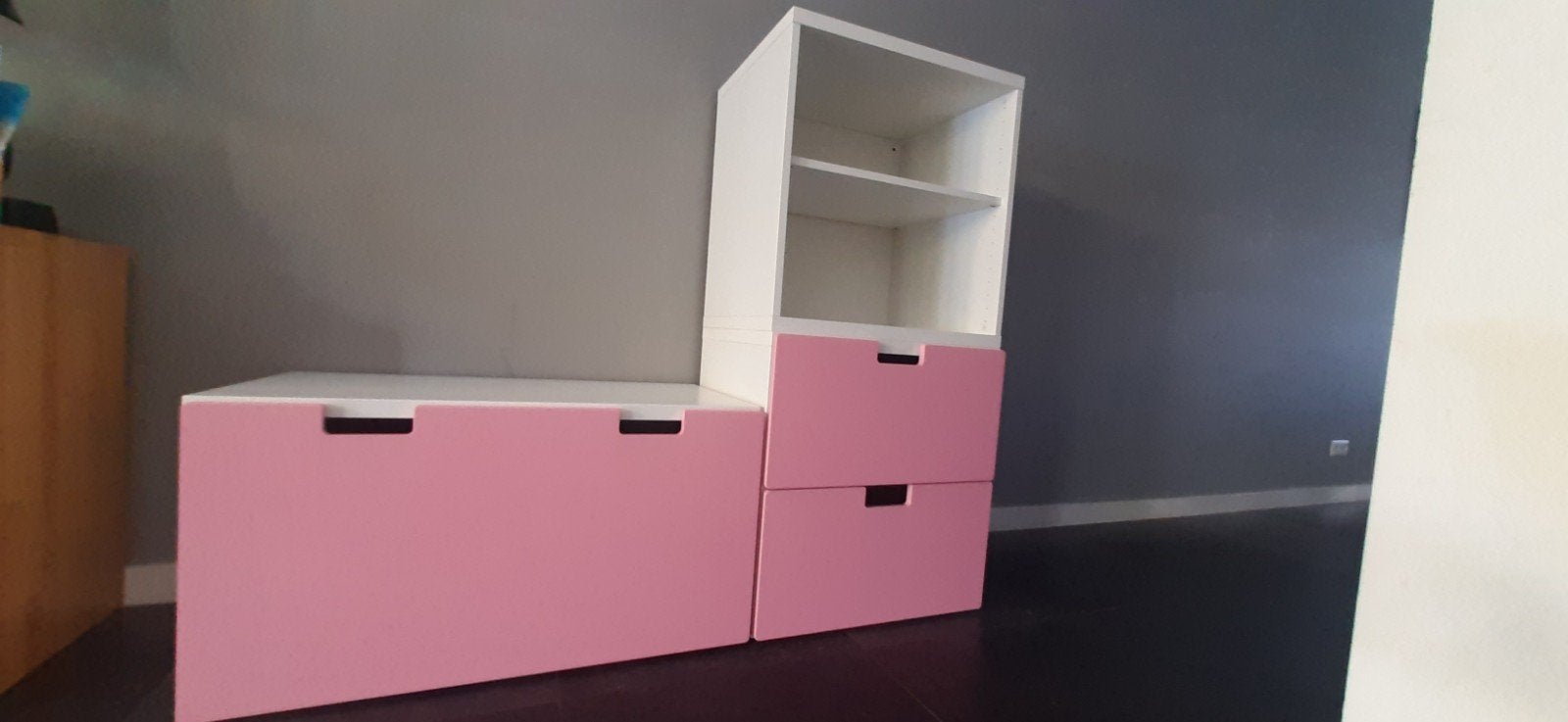Ikea Stuva lage kast en ladekast roze/wit, Ophalen, Gebruikt, Minder dan 75 cm, 50 tot 70 cm