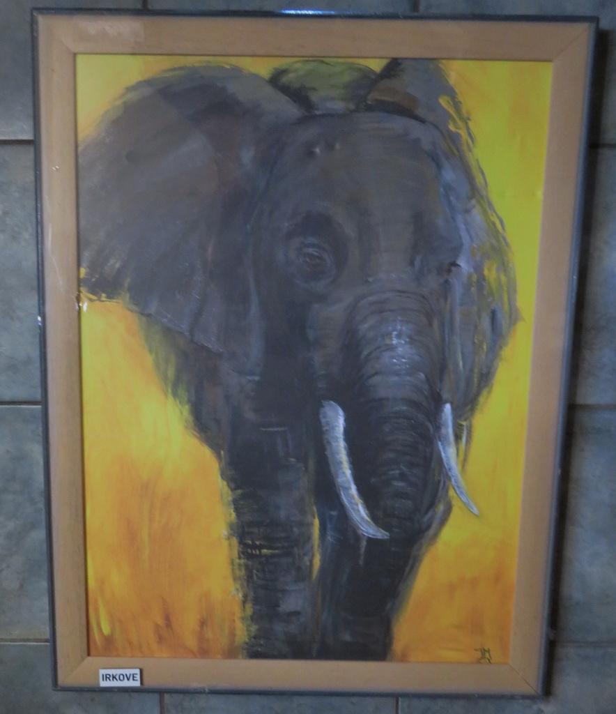 GROTE OLIFANT OP LINNEN * In Lijst *, Nieuw, Ophalen of Verzenden, Schilderij, 75 cm of meer