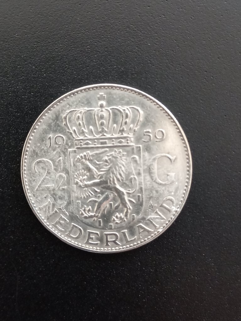 Munt Nederland 2½ Gulden 1959 Zilver, Koningin Juliana, Verzenden, Zilver, Losse munt