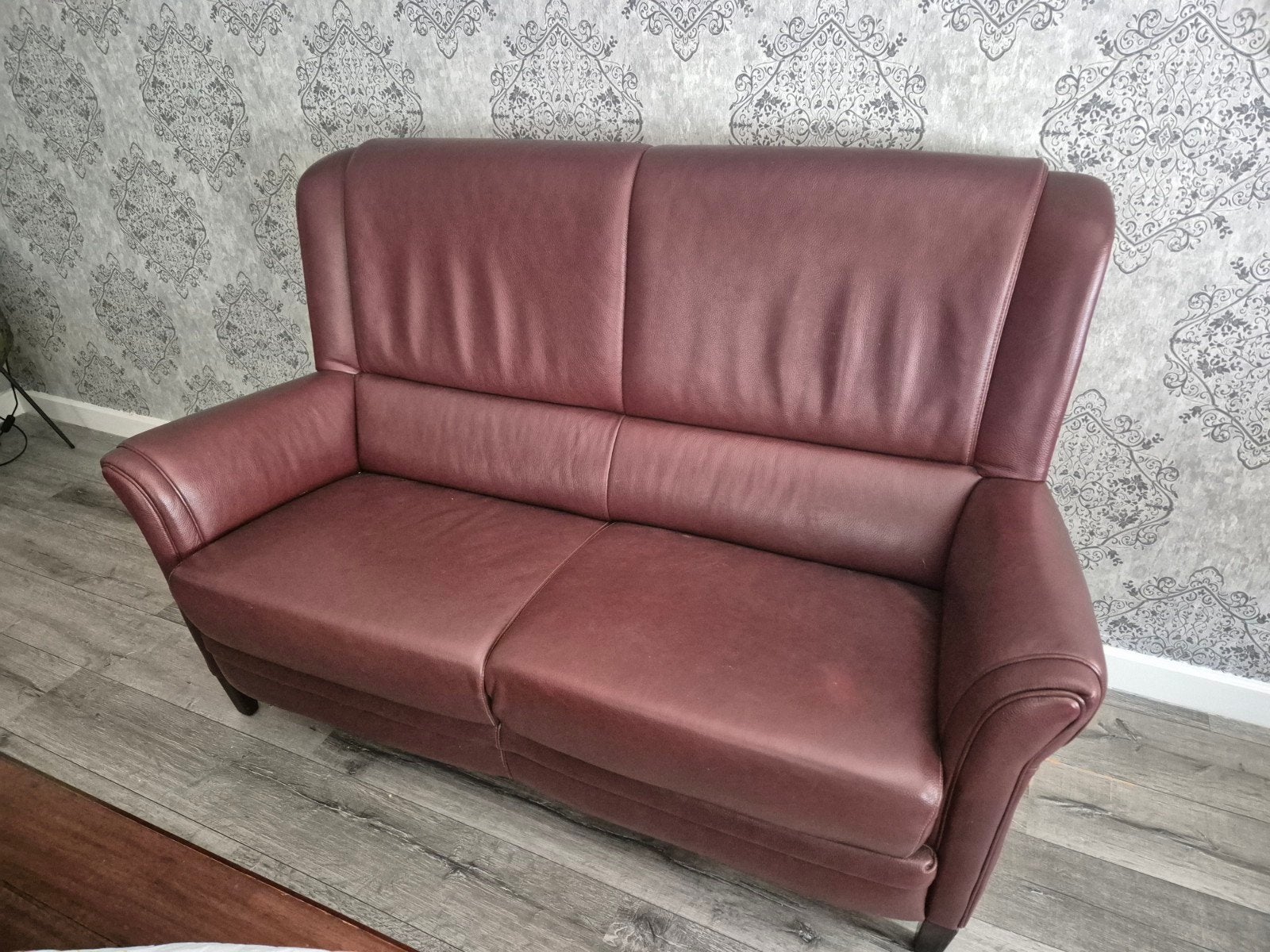 Leren bank en fauteuils - Zo goed als nieuw, Ophalen, 150 tot 200 cm, Tweepersoons, Zo goed als nieuw