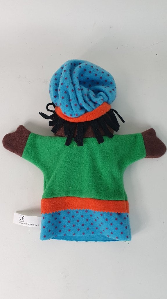 Zwarte Piet handpop, groen pakje, 28cm. 8B12, Kinderen en Baby's, Speelgoed | Knuffels en Pluche, Tweedehands verkoop, Tweedehands verkoop
