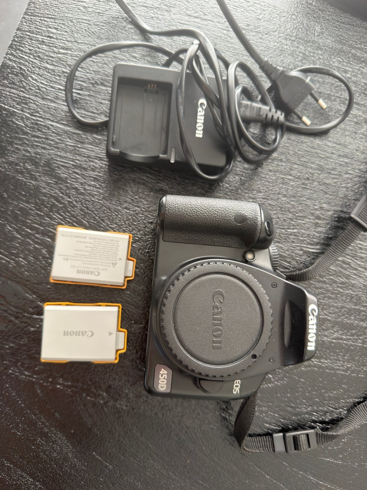 Canon EOS 450D Spiegelreflexcamera met accessoires, Gebruikt, Spiegelreflex, Canon, Accu