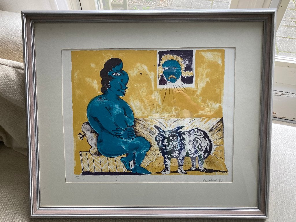 Zeldzame Lucebert Litho uit de gewilde jaren 70 gesigneerd, Ophalen, Portret en Figuren, Lithografie, Gelimiteerde oplage