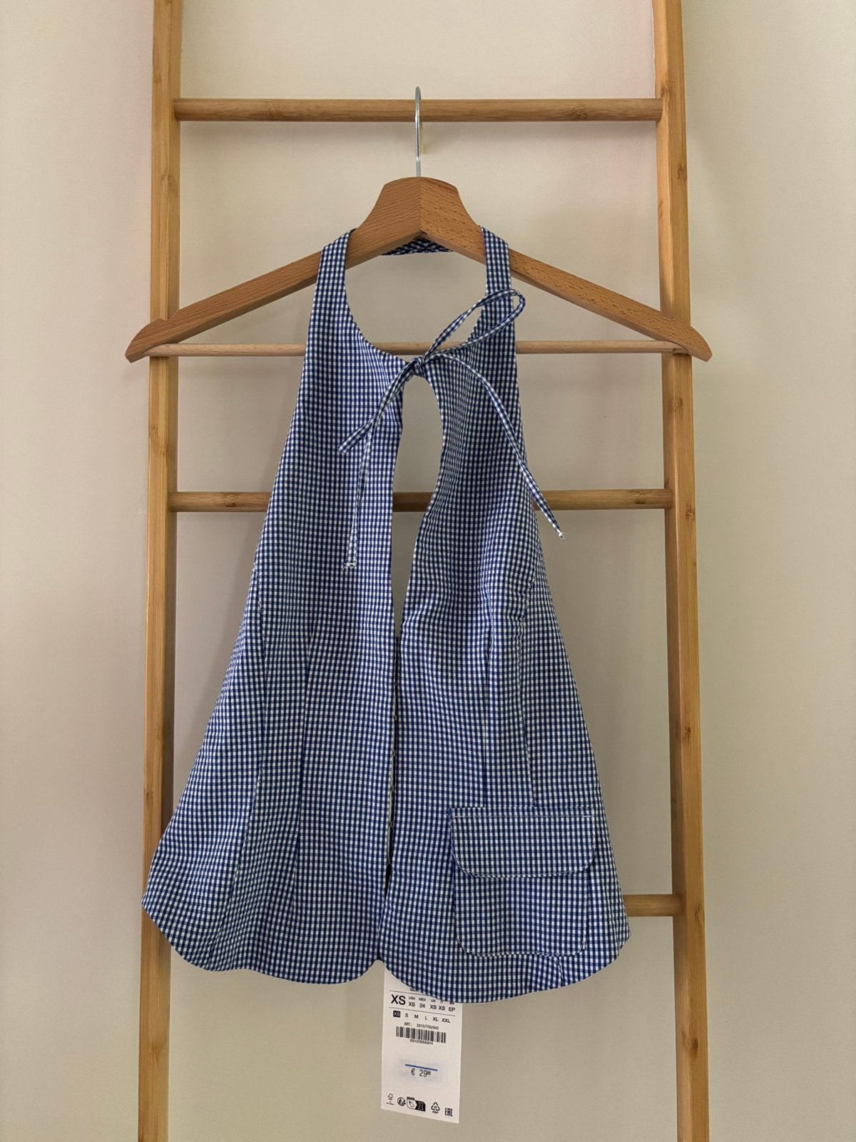 Blauw/wit geblokte halter top Zara, Kleding | Dames, Blauw, Nieuw, Ophalen of Verzenden, Zonder mouw