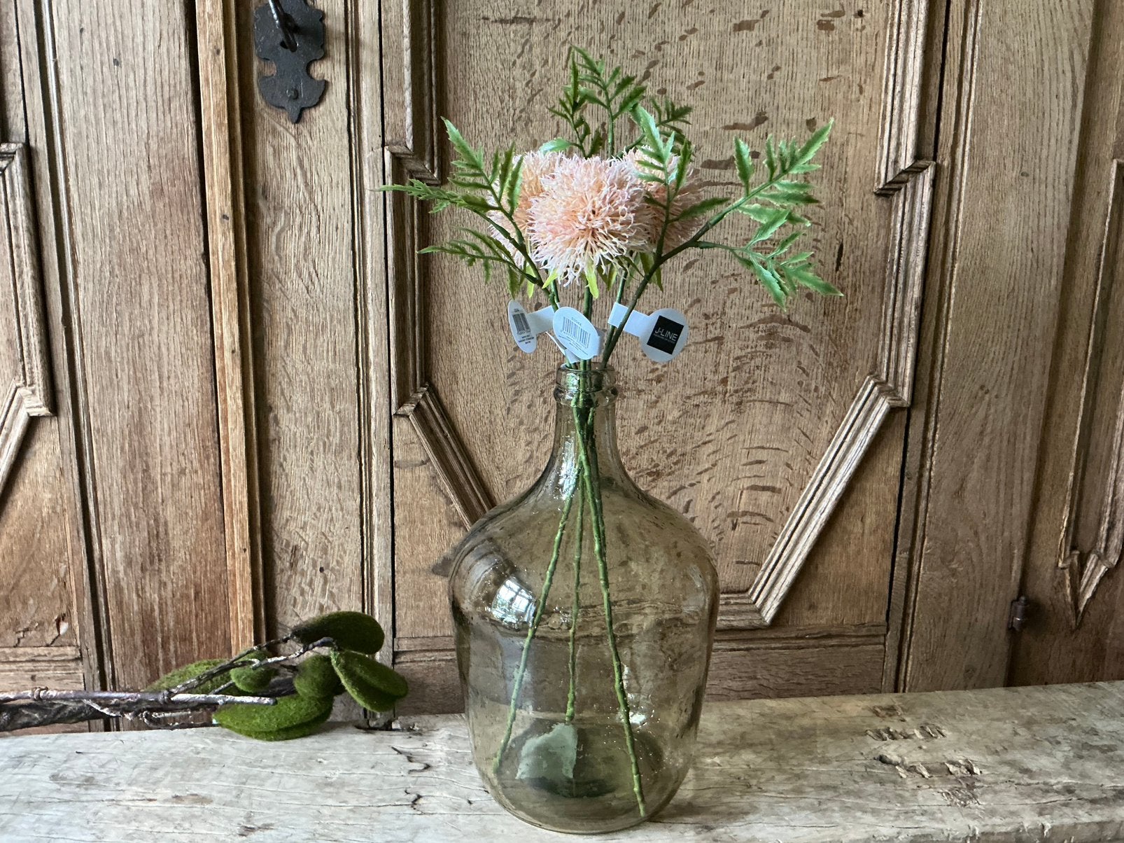 NIEUW bubbel glazen vaas fles met kunstbloemen, Ophalen of Verzenden, Nieuw