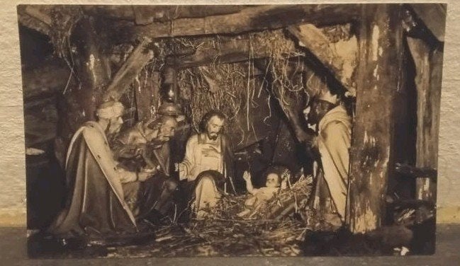Kerst stal mooie ongelopen Ansichtkaart, Antiek en Kunst, Ophalen of Verzenden