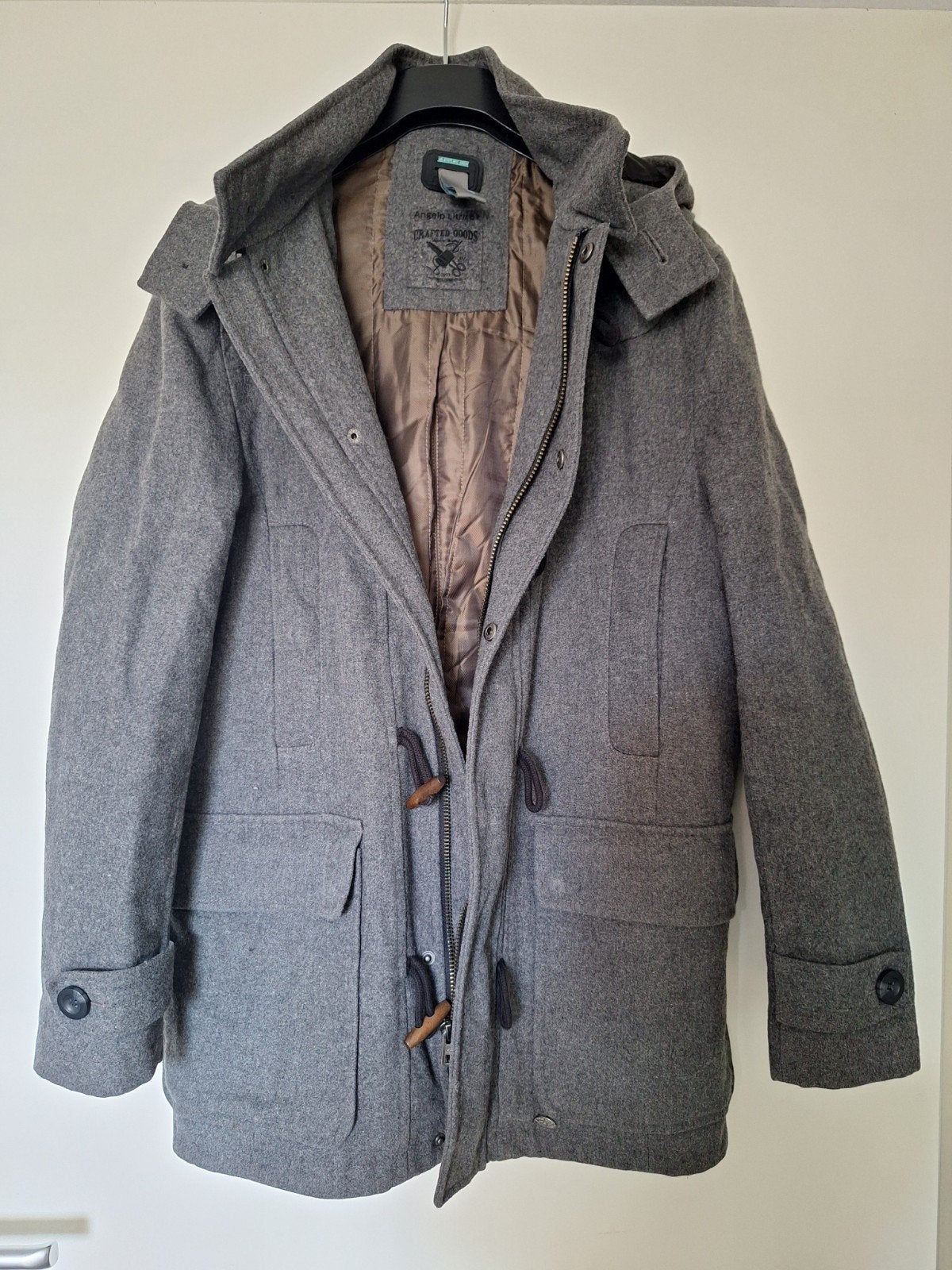 Stijlvolle grijze duffelcoat van Angelo Crafted, maat L, Maat 52/54 (L), Angelo Crafted, Ophalen of Verzenden, Grijs