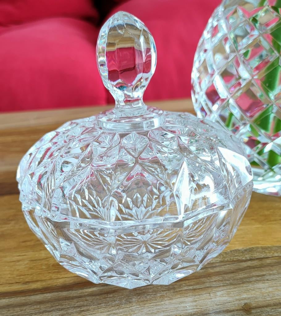 Bonbonnière, kristal, glas, vintage, Antiek en Kunst, Antiek | Glas en Kristal, Ophalen of Verzenden