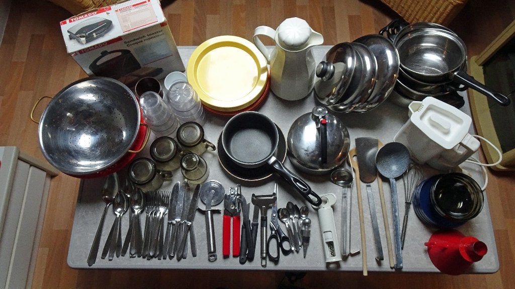 pannen/borden/bestek/waterkoker/tostiapparaat, Ophalen, Gebruikt