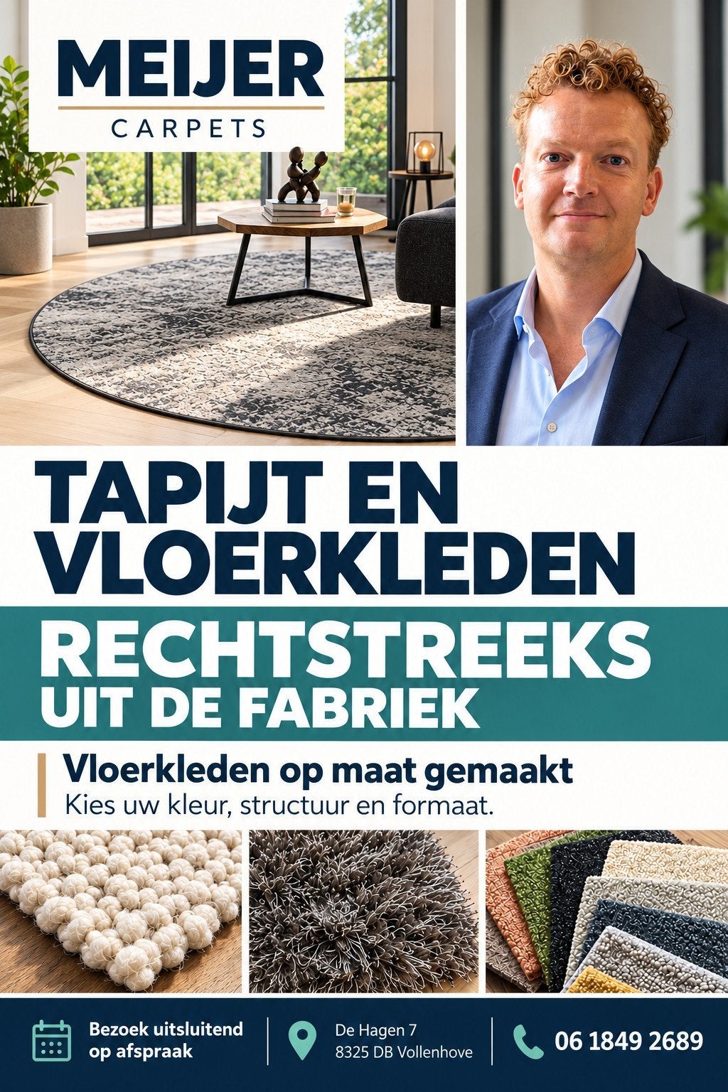 GROTE OPRUIMING TAPIJT VLOERKLEDEN RECHTSTREEKS !!, Vloerkleden wollen tapijt, Blauw, 150 tot 200 cm, Vierkant