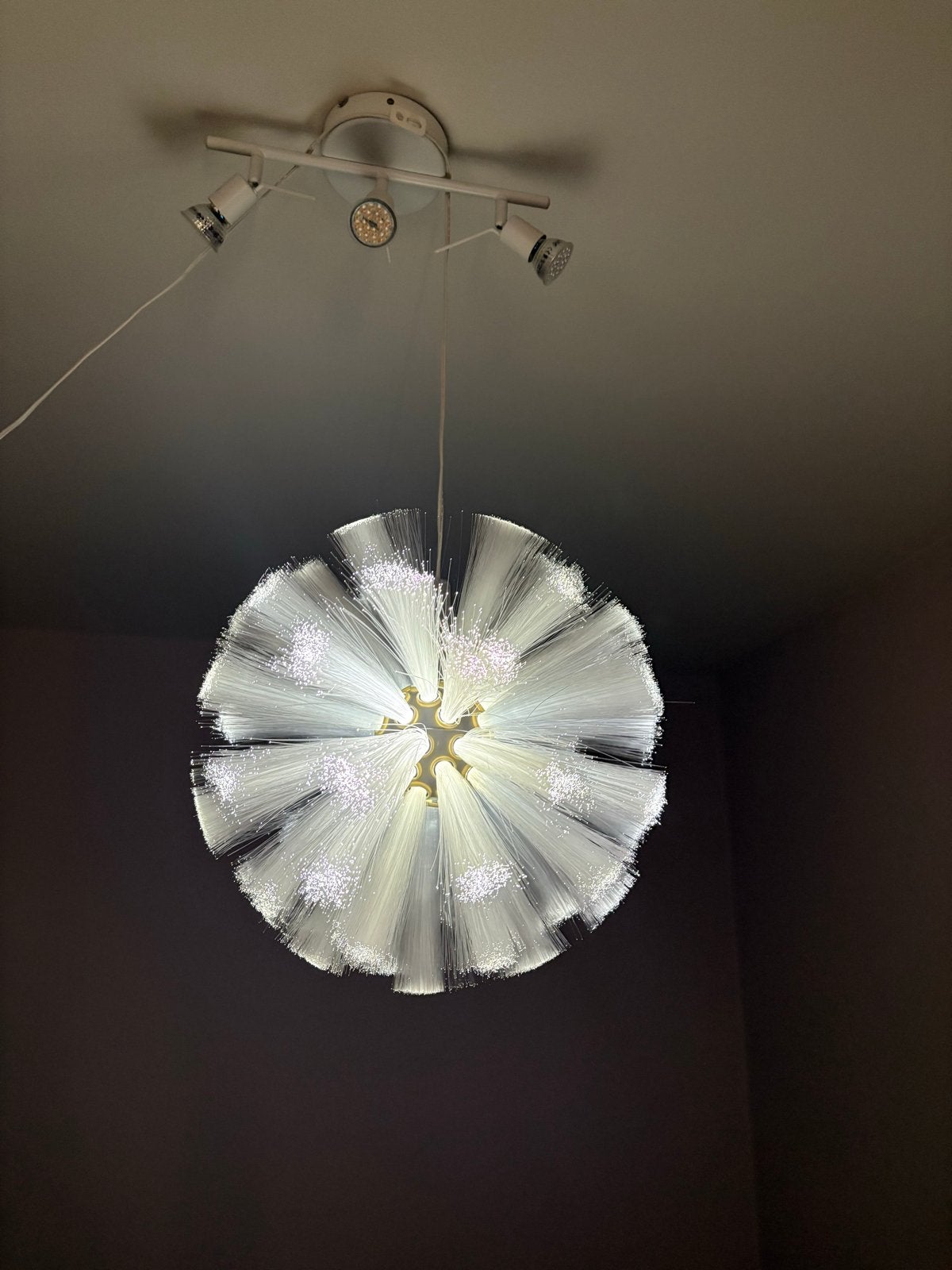 IKEA KALLT LED hanglamp met glasvezel, sfeervolle verlichtin, Ophalen of Verzenden, Gebruikt, Kunststof, Overige fittingen