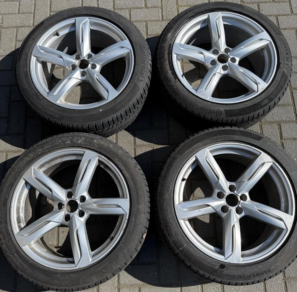 Audi wielen 5 spaak velgen 20 inch Continental winterbanden, Auto-onderdelen, Banden en Velgen, Ophalen, Gebruikt, 255 mm, Banden en Velgen