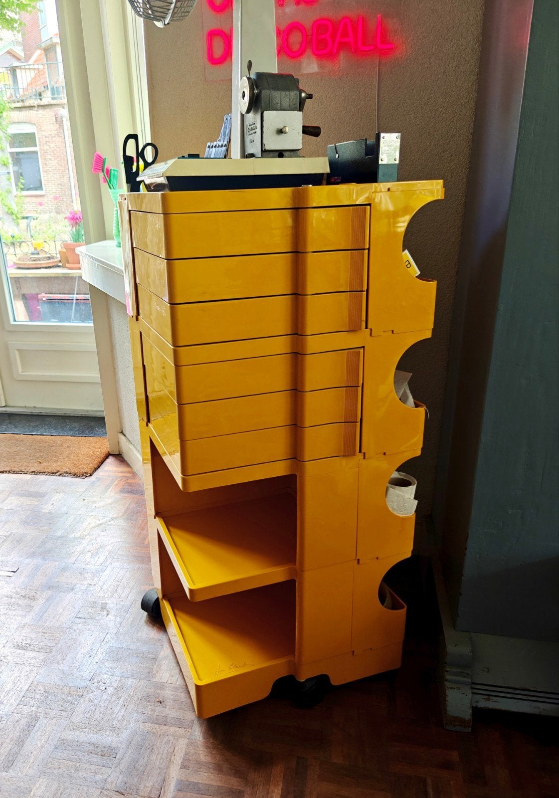 Vintage Boby Trolley B-Line Joe Colombo Geel, Ophalen