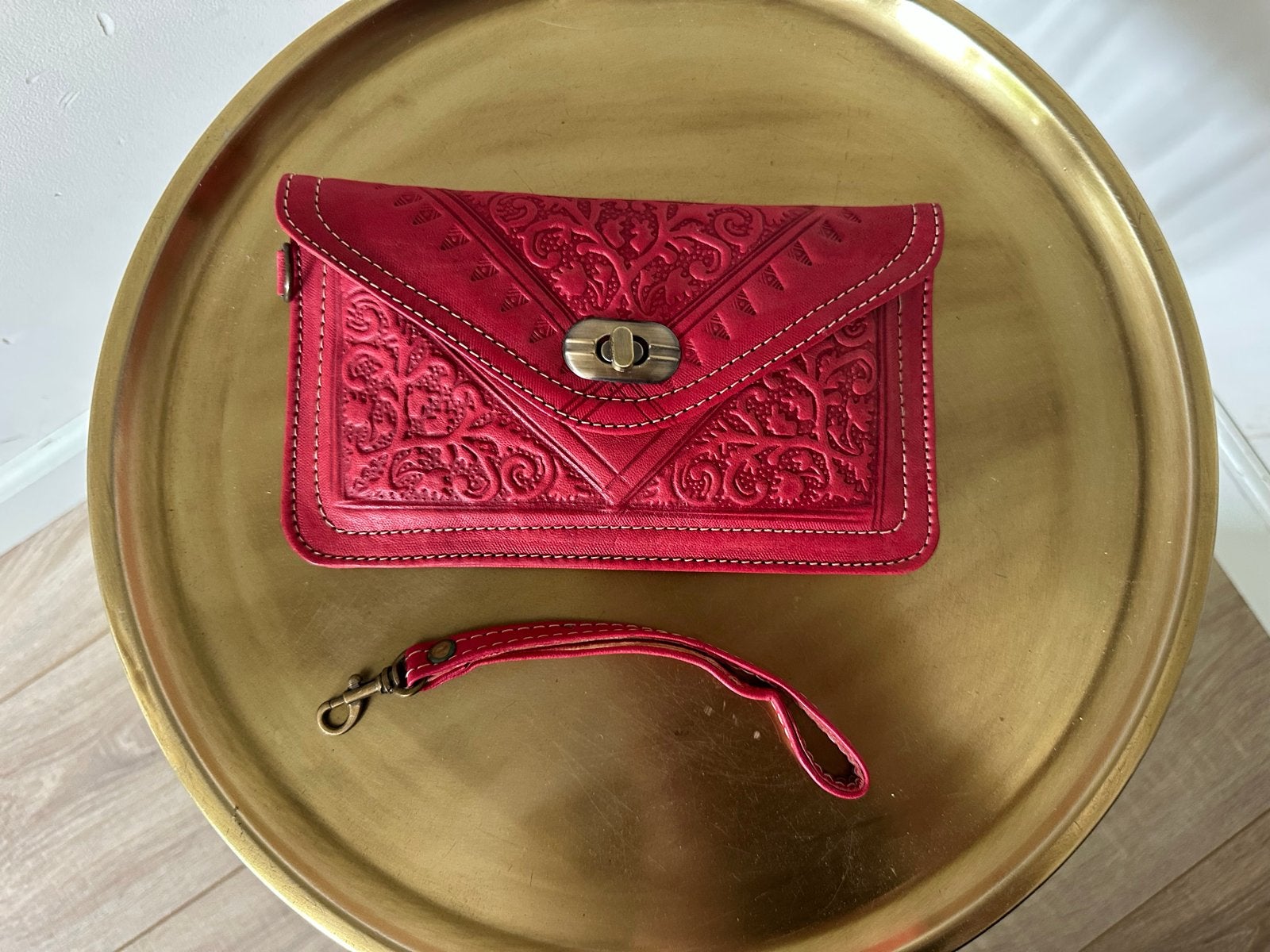 Handgemaakt Marokkaans Leren Portemonnee - Rood, Overige merken, Nieuw, Ophalen of Verzenden, Leer