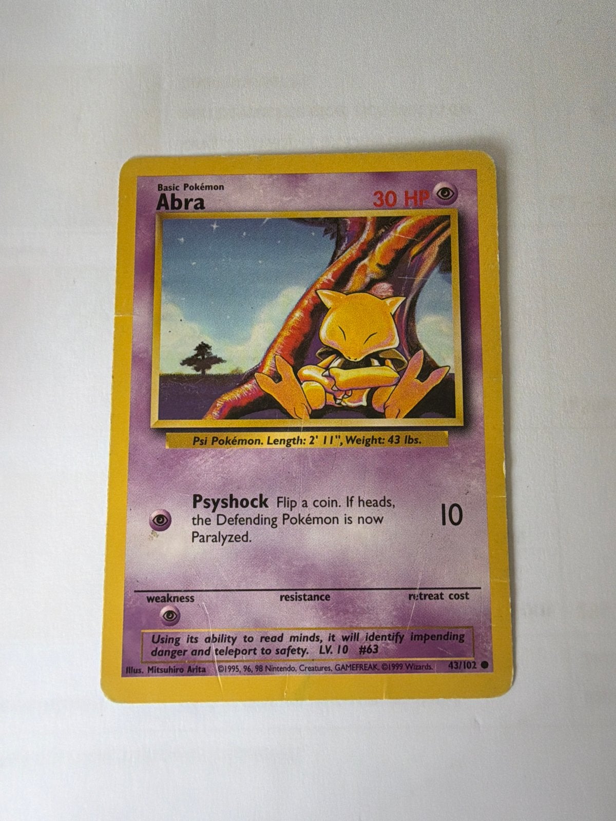 Pokémon Kaart Abra 43/102 (Base Set), Ophalen of Verzenden, Gebruikt, Losse kaart