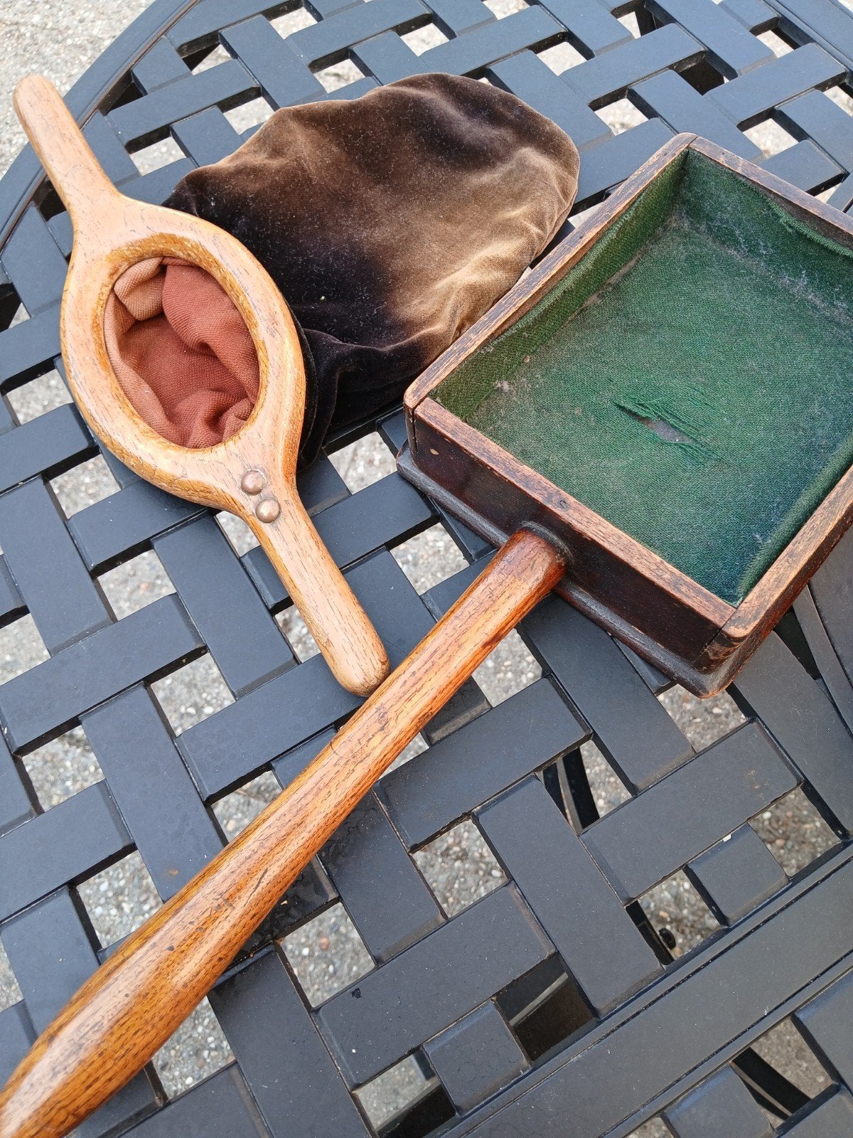 antieke collecte zak en houten, Ophalen of Verzenden