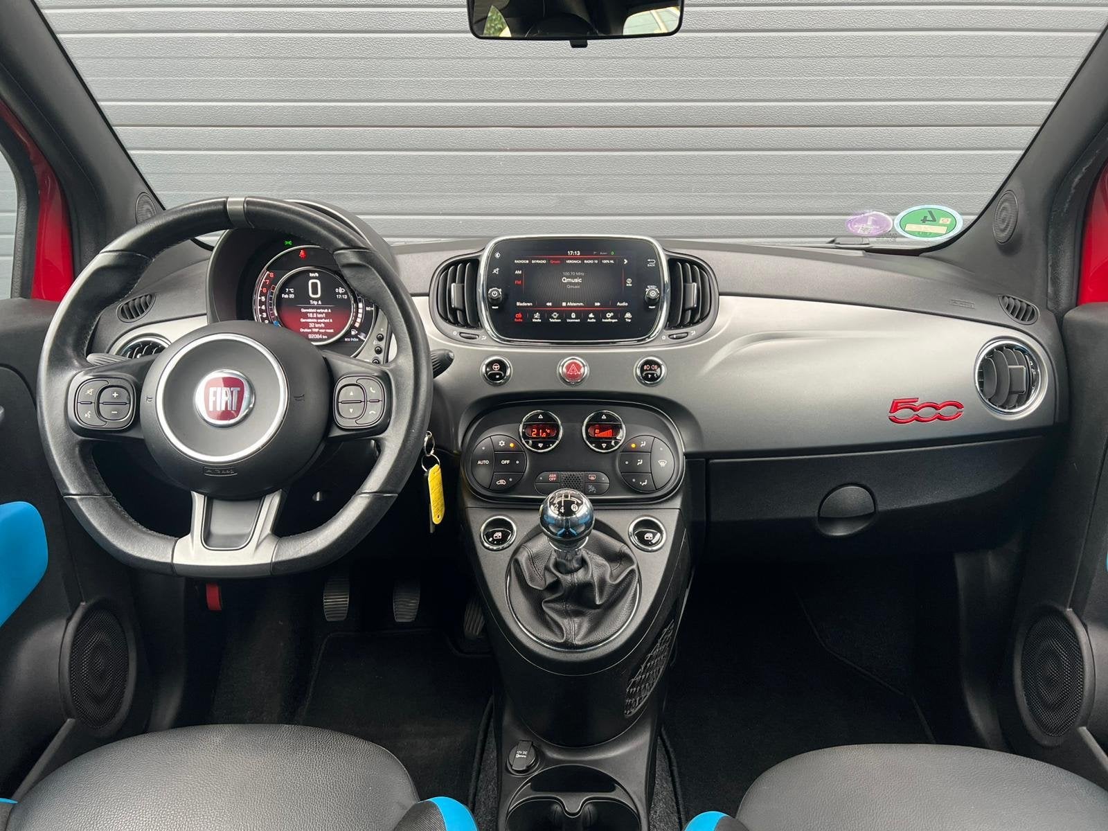 Fiat 500 1.2 Sport|Cabrio|92083KM|PDC|Airco|Leder|Goed onder, Auto's, Voorwielaandrijving, Gebruikt, 4 cilinders, Emergency brake assist
