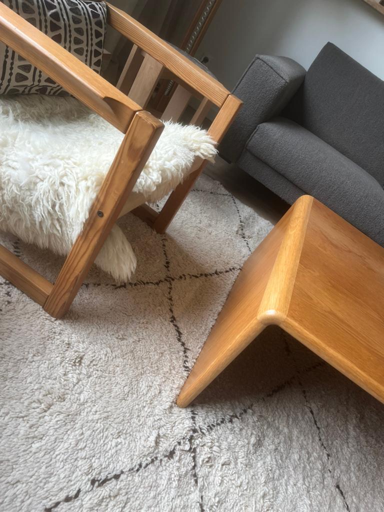 Salontafel vintage hout afgeronde rand 80x80x37,5cm, Ophalen, 50 tot 100 cm, 50 tot 100 cm, Zo goed als nieuw