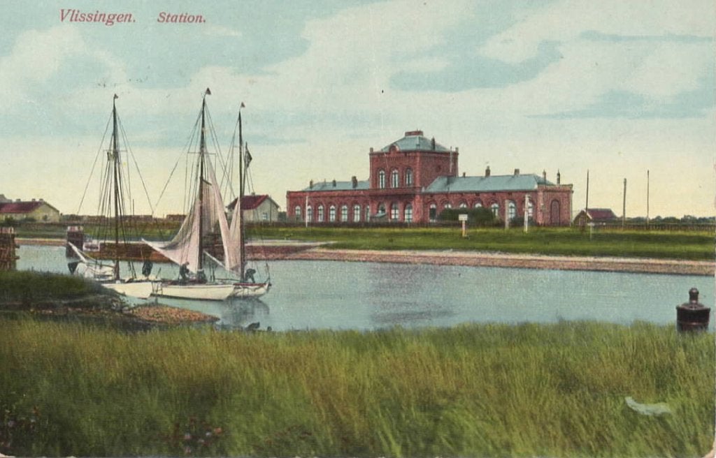 Vlissingen Station, Verzamelen, Ansichtkaarten | Nederland, Verzenden, Voor 1920, Gelopen, Zeeland