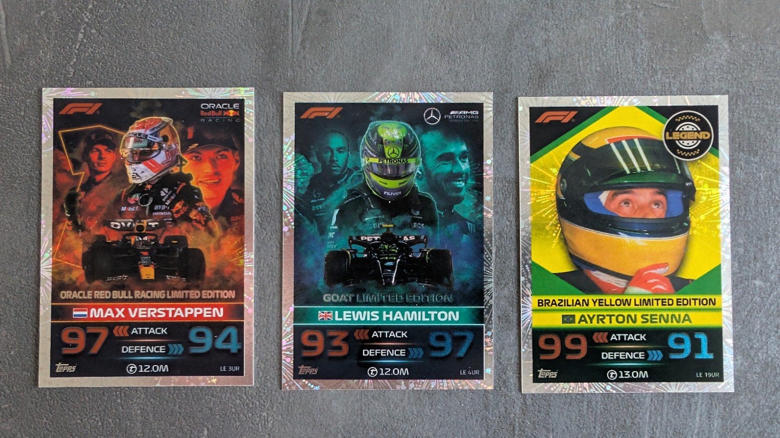 Topps Turbo Attax 2023 Ultra Rare Verstappen Hamilton Senna, Ophalen of Verzenden, Zo goed als nieuw, Meerdere plaatjes