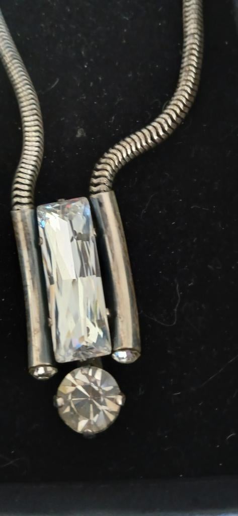 ERMANI BULATTI 🌸Mooie ketting staal met GROTE Steen merk, Verzenden, Zo goed als nieuw, Zilver, Overige materialen