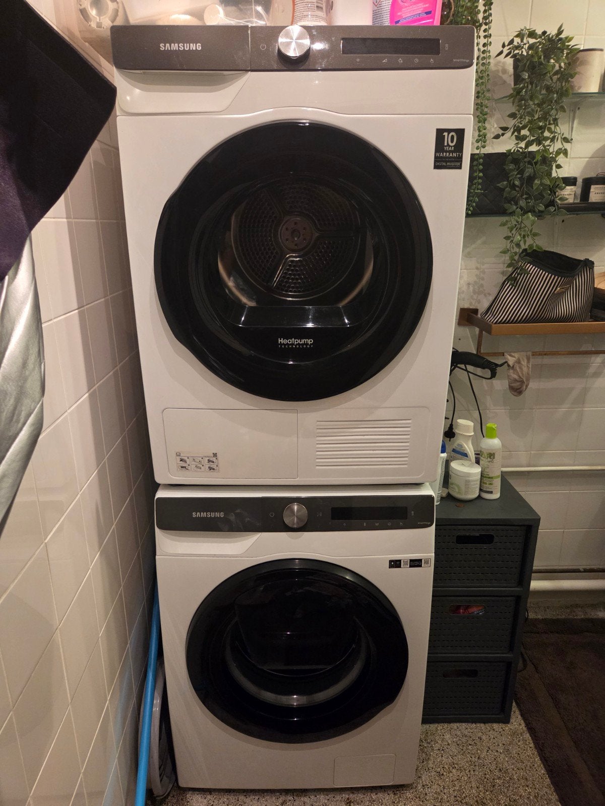 Samsung Wasmachine & Warmtepompdroger - Zo goed als nieuw, Ophalen, 8 tot 10 kg, 85 tot 90 cm, 1600 toeren of meer