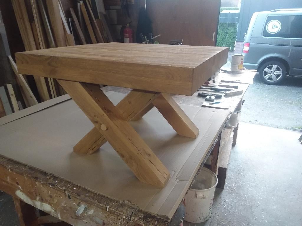 Rustiek eiken tafelpoten 8x8 cm, Huis en Inrichting, Tafelonderdelen, Nieuw, Tafelpoot, 50 tot 100 cm, 50 tot 100 cm, Vierkant